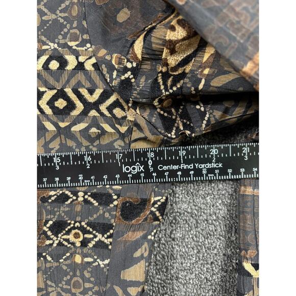 Ell Jay Jacket Womens Medium Black Gold Brown Abstract Pattern Button Up Canada - Picture 6 of 6